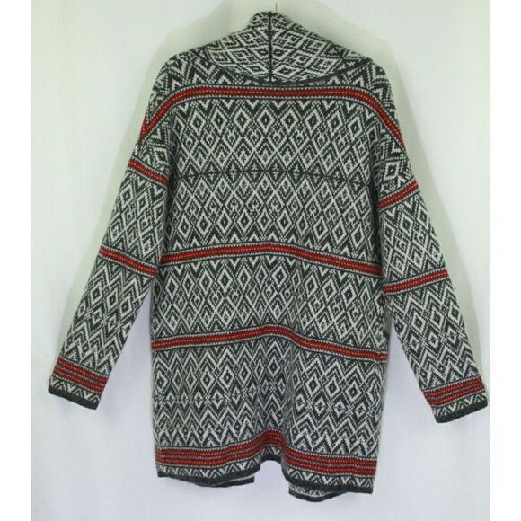 Aspen Cardigan Duster Sweater Nordic Ski Wool Blend Pockets Womens Medium - Picture 3 of 6